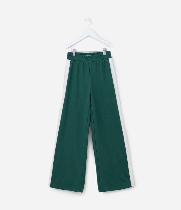 Calça Wide Leg Infantil em Moletom com Listra Lateral - Tam 5 a 14 Anos - 1