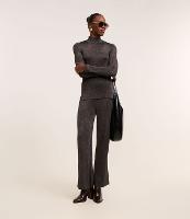 Calça Reta Cintura Alta em Tricô com Fio Metalizado - 2