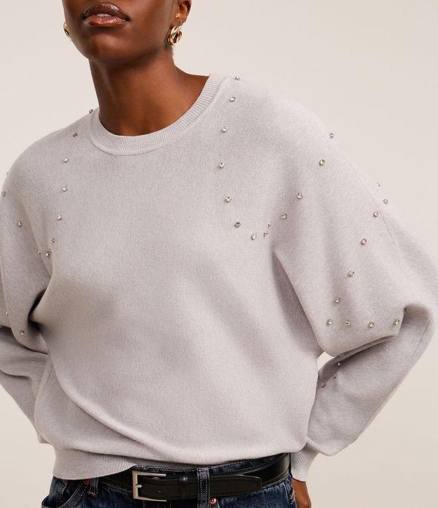 Blusa em Tricô com Mangas Bufantes e Pedrinhas - 2