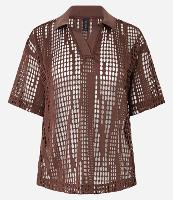 Blusa com Textura Vazada e Gola Polo - 1