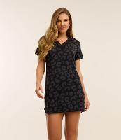 Camisola Curta em Microfibra com Renda e Estampa de Oncinha - 2