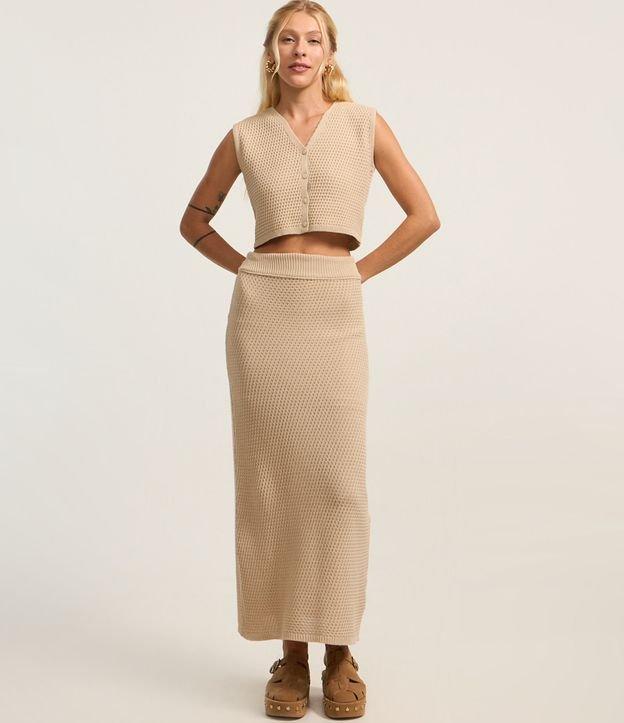 Saia Longa em Tricô com Ponto Diferenciado - 2