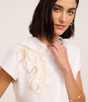 Blusa em Algodão com Estampa e Bordado Floral com Folhagem - 2