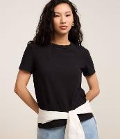 Blusa em Algodão com Gola Redonda e Manga Curta - 1