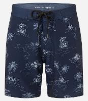 Bermuda em Microfibra com Estampa Praiana e Tubarões - 1