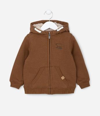 Casaco Infantil com Capuz e Forro de Sherpa - Tam 1 a 5 anos