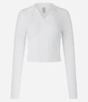 Blusa em Tricô com Textura Trançada e com Gola Polo - 1