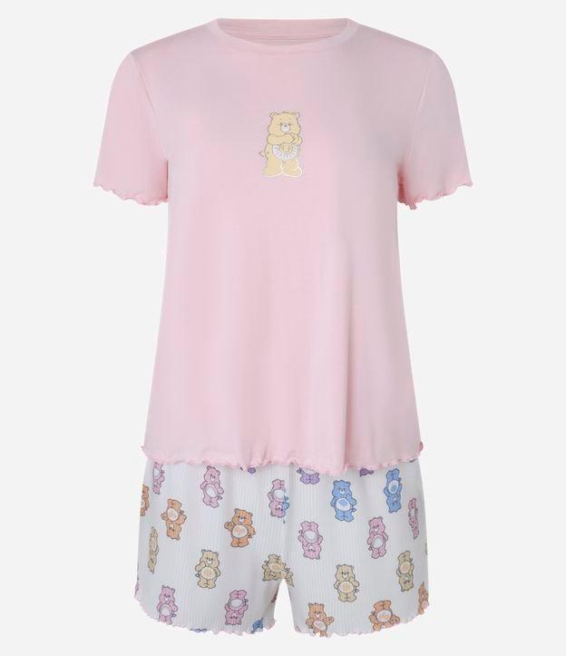 Pijama Short Doll em Viscose com Estampa Ursinhos Carinhosos e Frufru - 1