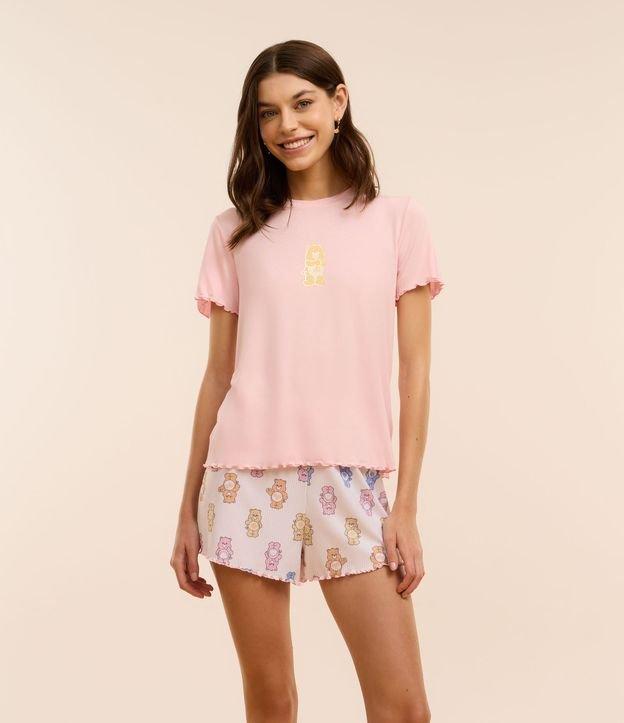 Pijama Short Doll em Viscose com Estampa Ursinhos Carinhosos e Frufru - 2