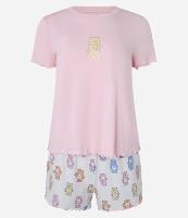 Pijama Short Doll em Viscose com Estampa Ursinhos Carinhosos e Frufru - 1