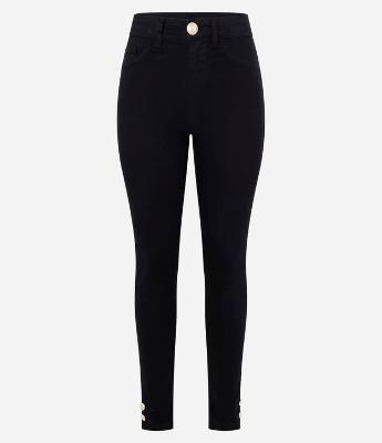 Calça Skinny em Sarja com Elastano e Cintura Alta