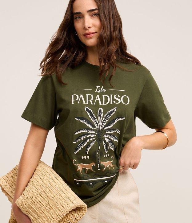 Camiseta em Algodão com Estampa Coqueiro e Pumas - 2