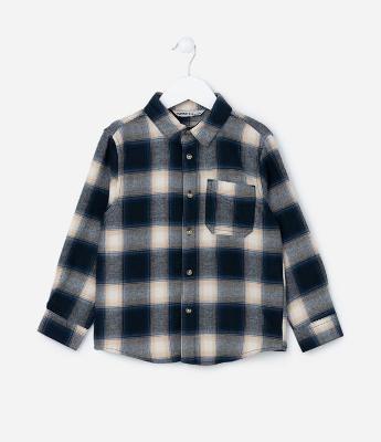 Camisa Infantil em Flanela com Estampa Xadrez - Tam 5 a 14 Anos