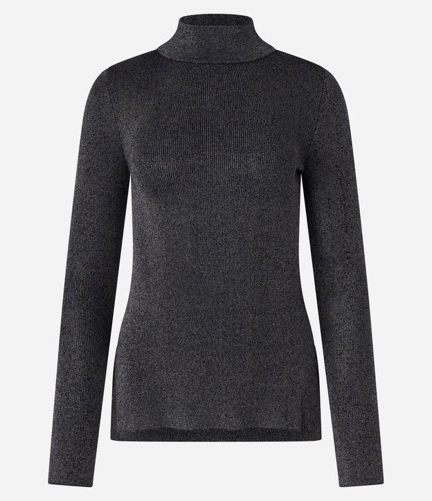 Suéter em Tricô com Fio Metalizado e Barra V - 1