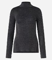 Suéter em Tricô com Fio Metalizado e Barra V - 1