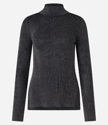 Suéter em Tricô com Fio Metalizado e Barra V