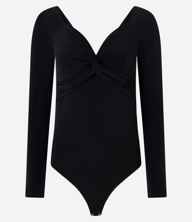 Body em Microfibra com Torcido no Busto e Decote V - 1