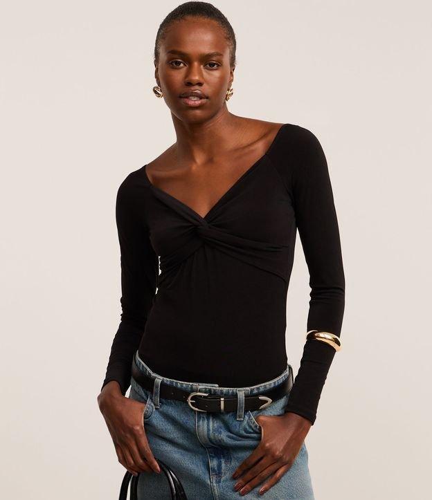 Body em Microfibra com Torcido no Busto e Decote V - 2