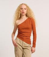 Blusa Texturizada com Um Ombro Só e Franzido no Ombro - 2