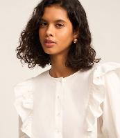 Camisa em Tricoline com Babados e Mangas Bufantes - 2