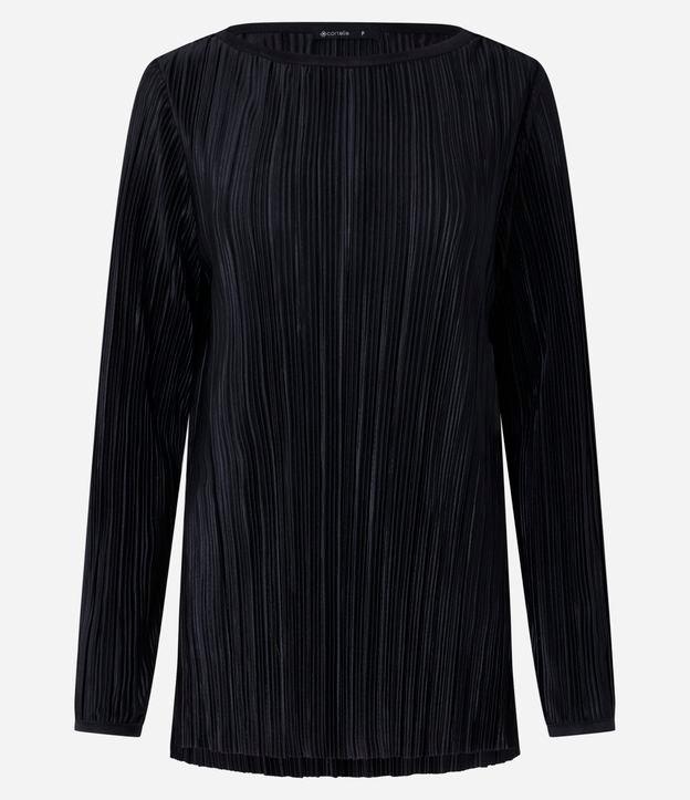 Suéter com Efeito Plissado e Decote Redondo - 1