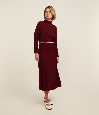 Saia Longa em Veludo Cotelê com Nesga Lateral