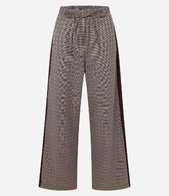 Calça Reta Alfaiatada com Listra Lateral e Estampa Xadrez