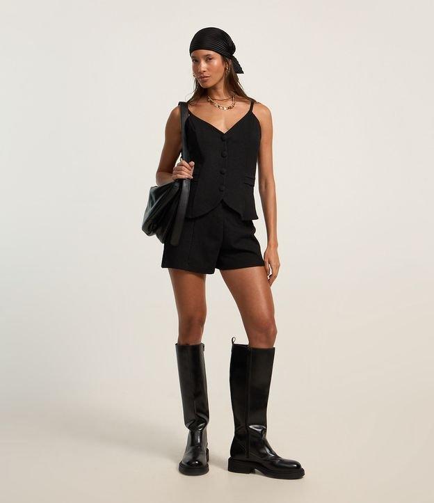 Bermuda Curta em Tweed com Elástico no Cós - 2