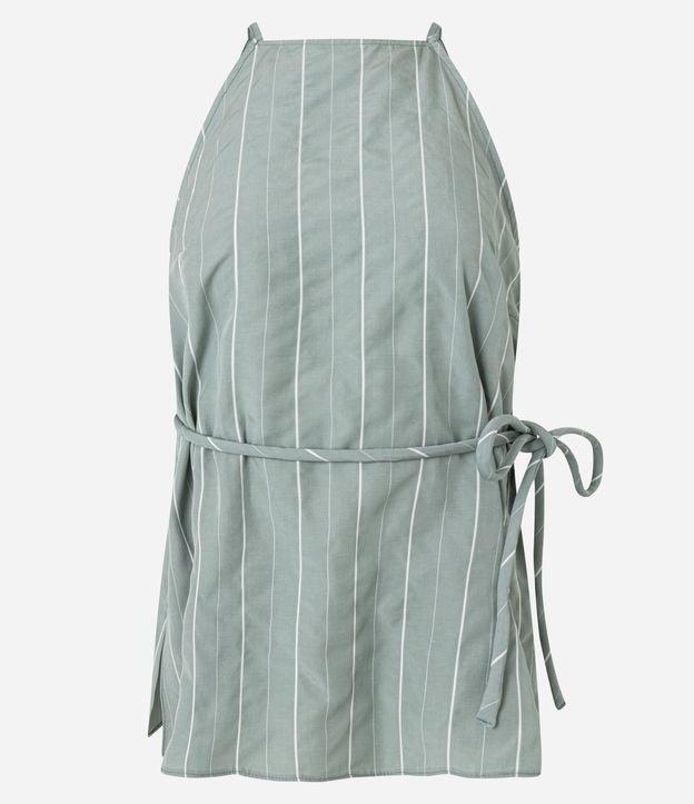 Blusa Listrada em Liocel e Linho com Amarração - 1
