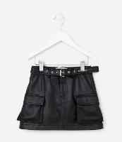 Saia Infantil em PU com Cinto e Bolsos - Tam 5 a 14 Anos - 1