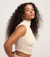 Blusa Cropped Franzida em Ribana com Gola Alta e Costas Abertas - 2