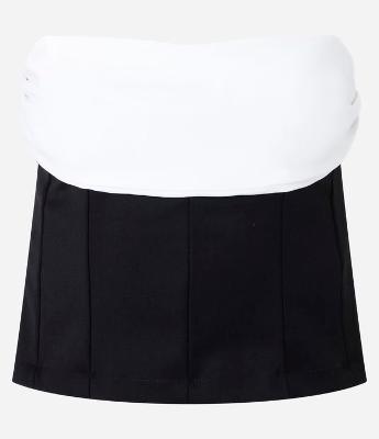 Blusa Tomara que Caia em Alfaiataria Busto Contrastante com Drapeado