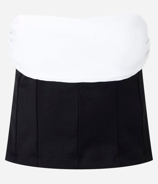 Blusa Tomara que Caia em Alfaiataria Busto Contrastante com Drapeado - 1