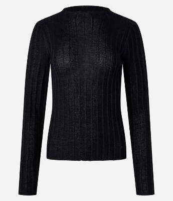 Suéter em Tricô com Listras Texturizadas e Fio Metalizado