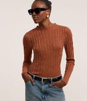 Suéter em Tricô com Listras Texturizadas e Fio Metalizado - 2