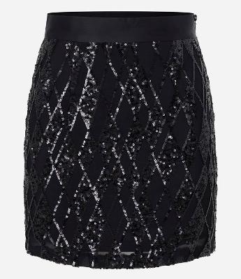 Saia Curta em Paetês e com Cós Acetinado