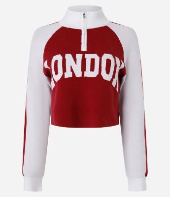 Suéter em Tricô com Zíper com Estampa London