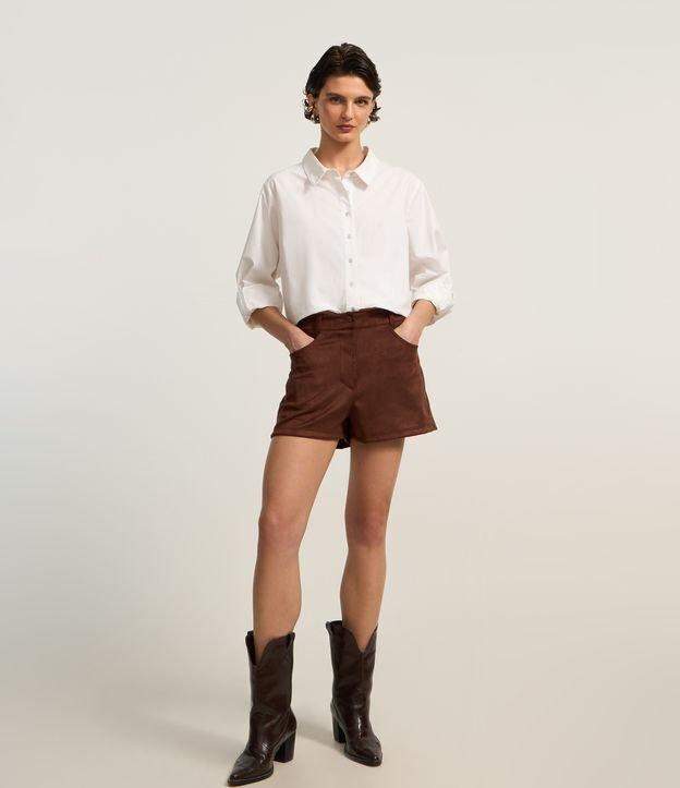 Short Curto em Suede com Bolso Faca - 1