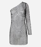 Vestido Ombro Só em Malha Mesh com Fio Metalizado - 1