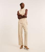 Calça Reta Cintura Alta com Textura Jacquard - 2