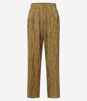 Calça Reta Cintura Alta com Textura Jacquard