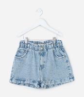 Short Clochard Infantil em Jeans com Aplicação de Brilhos - Tam 5 a 14 Anos - 1