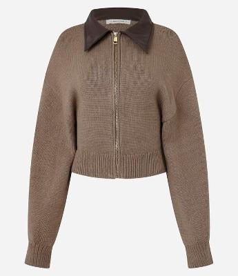 Cardigan em Tricô com Gola de PU