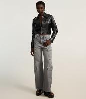 Calça Reta em Jeans com Bolso Cargo e Cintura Baixa - 1