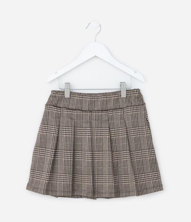Saia Infantil Plissada com Estampa Xadrez - Tam 5 a 14 Anos - 1