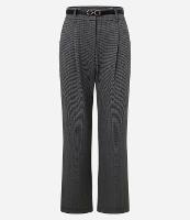 Calça Reta Alfaiatada em Ponto Roma Xadrez com Cinto de PU - 1