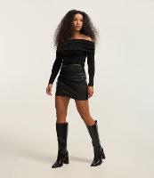 Saia Curta em Pu com Textura e Franzido - 1