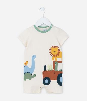 Macaquinho Infantil com Estampa Bichinhos - Tam 0 a 18 meses