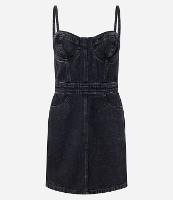 Vestido Curto em Jeans com Busto Corsetado e Zíper - 1