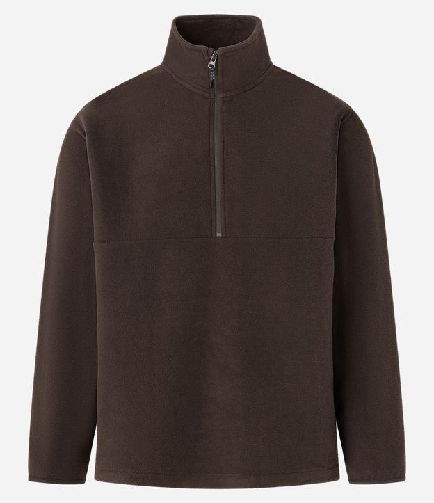 Casaco em Fleece com Gola Alta e Zíper - 1